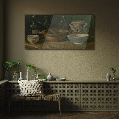 Still life with vessels Glass Wall Art