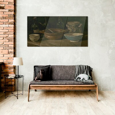 Still life with vessels Glass Wall Art