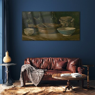 Still life with vessels Glass Wall Art