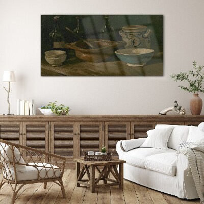 Still life with vessels Glass Wall Art