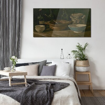 Still life with vessels Glass Wall Art
