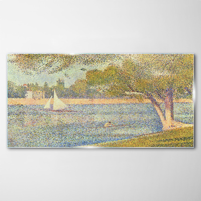 Sails on calm water Glass Wall Art