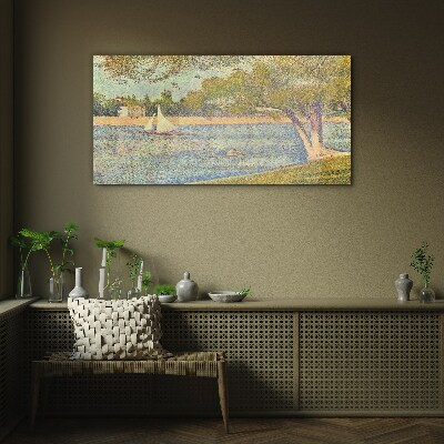 Sails on calm water Glass Wall Art