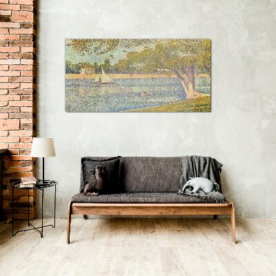 Sails on calm water Glass Wall Art
