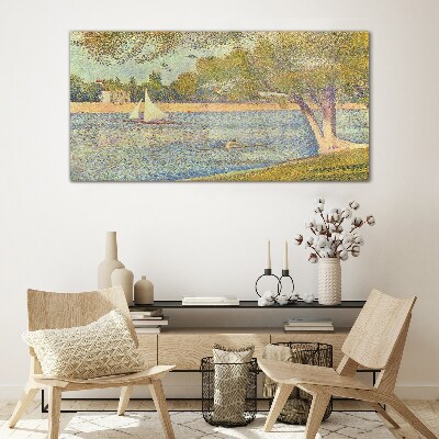 Sails on calm water Glass Wall Art