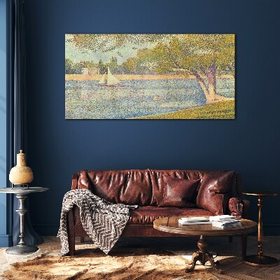 Sails on calm water Glass Wall Art