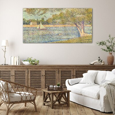 Sails on calm water Glass Wall Art