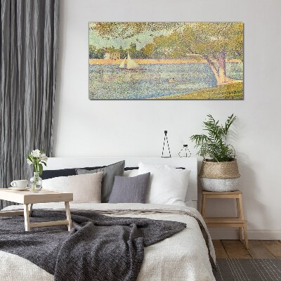 Sails on calm water Glass Wall Art