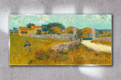Countryside landscapes in the sun Glass Wall Art