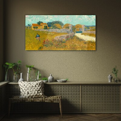 Countryside landscapes in the sun Glass Wall Art