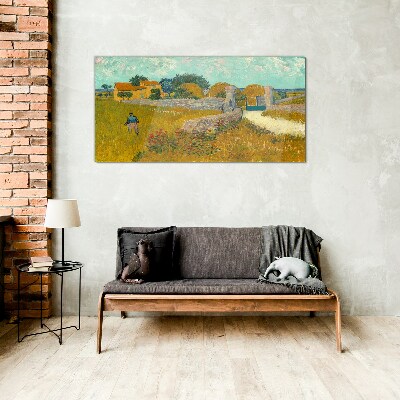 Countryside landscapes in the sun Glass Wall Art