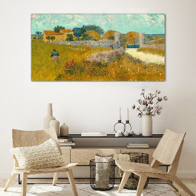 Countryside landscapes in the sun Glass Wall Art
