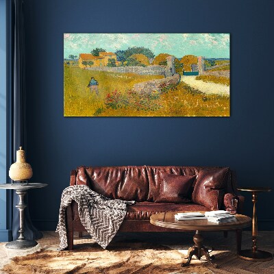 Countryside landscapes in the sun Glass Wall Art