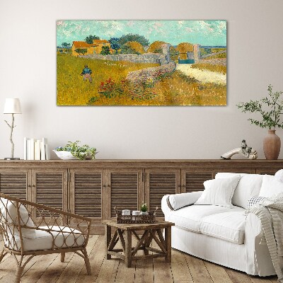 Countryside landscapes in the sun Glass Wall Art