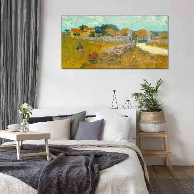 Countryside landscapes in the sun Glass Wall Art