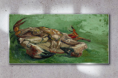 Crab lying on its back Glass Wall Art