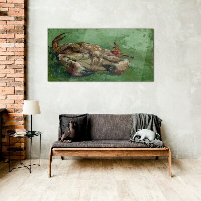 Crab lying on its back Glass Wall Art