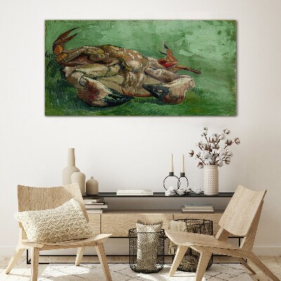 Crab lying on its back Glass Wall Art