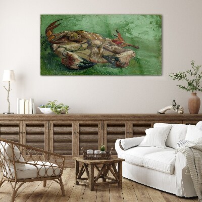Crab lying on its back Glass Wall Art