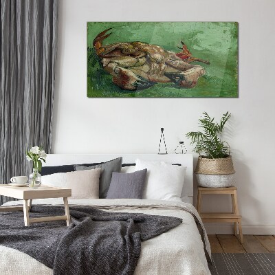 Crab lying on its back Glass Wall Art