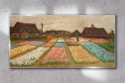 Spring tulip fields Glass Wall Art