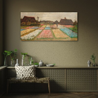 Spring tulip fields Glass Wall Art