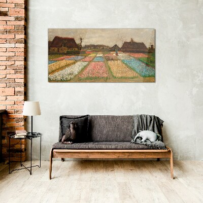 Spring tulip fields Glass Wall Art