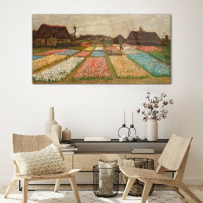 Spring tulip fields Glass Wall Art