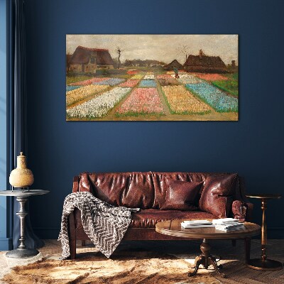 Spring tulip fields Glass Wall Art