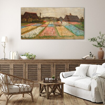 Spring tulip fields Glass Wall Art