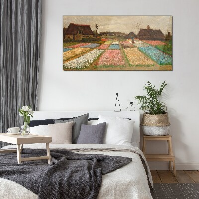 Spring tulip fields Glass Wall Art