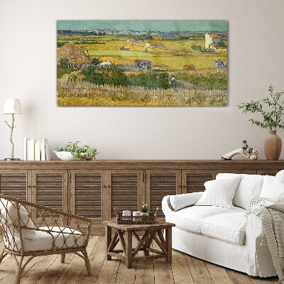 Wheat field Glass Wall Art
