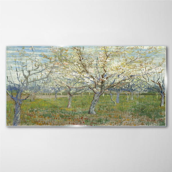 Flowering trees in the spring sun Glass Wall Art