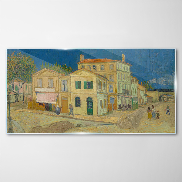 Landscape of a town in the sun Glass Wall Art