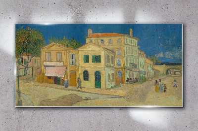 Landscape of a town in the sun Glass Wall Art