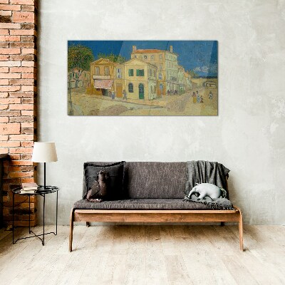 Landscape of a town in the sun Glass Wall Art