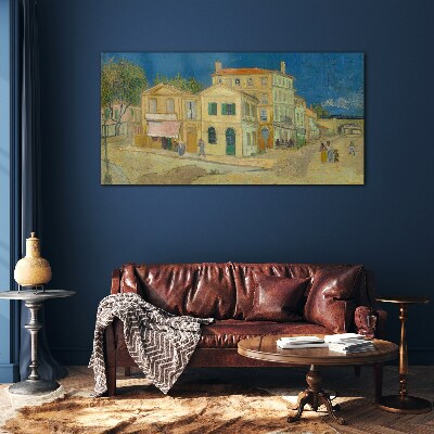 Landscape of a town in the sun Glass Wall Art