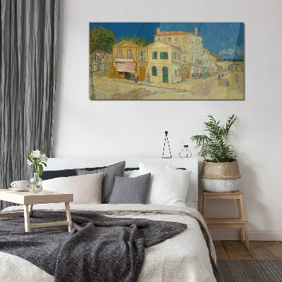 Landscape of a town in the sun Glass Wall Art