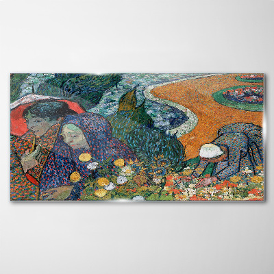 Women in the garden Glass Wall Art