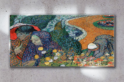 Women in the garden Glass Wall Art