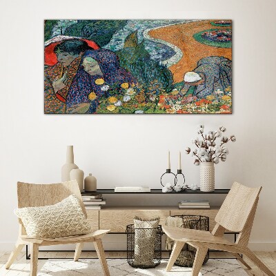 Women in the garden Glass Wall Art