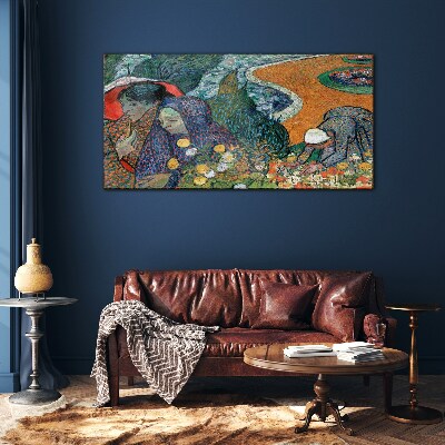 Women in the garden Glass Wall Art