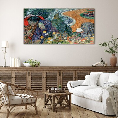 Women in the garden Glass Wall Art