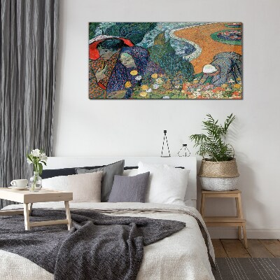 Women in the garden Glass Wall Art
