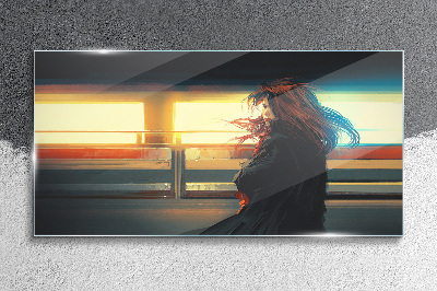Reflections in the city light Glass Wall Art