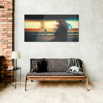 Reflections in the city light Glass Wall Art