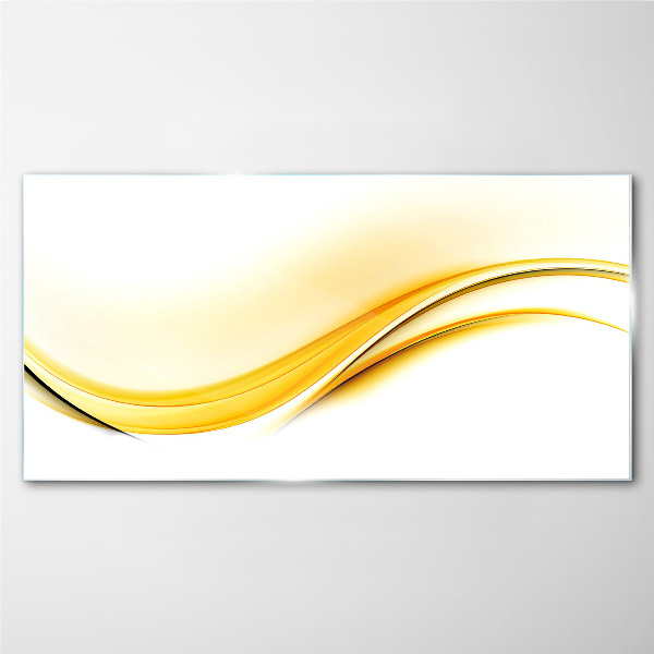 Waves of Yellow Light Glass Wall Art
