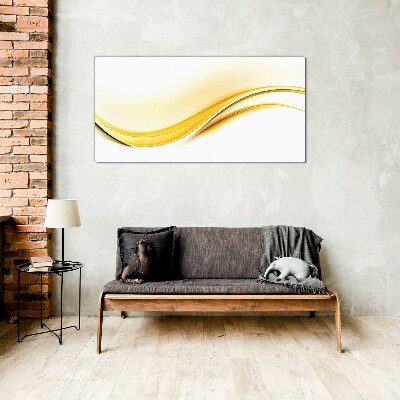 Waves of Yellow Light Glass Wall Art