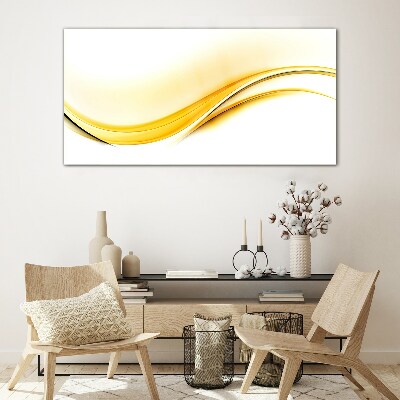 Waves of Yellow Light Glass Wall Art