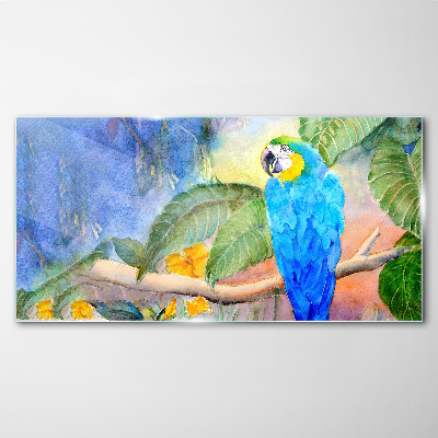 Tropical parrot in watercolor Glass Wall Art